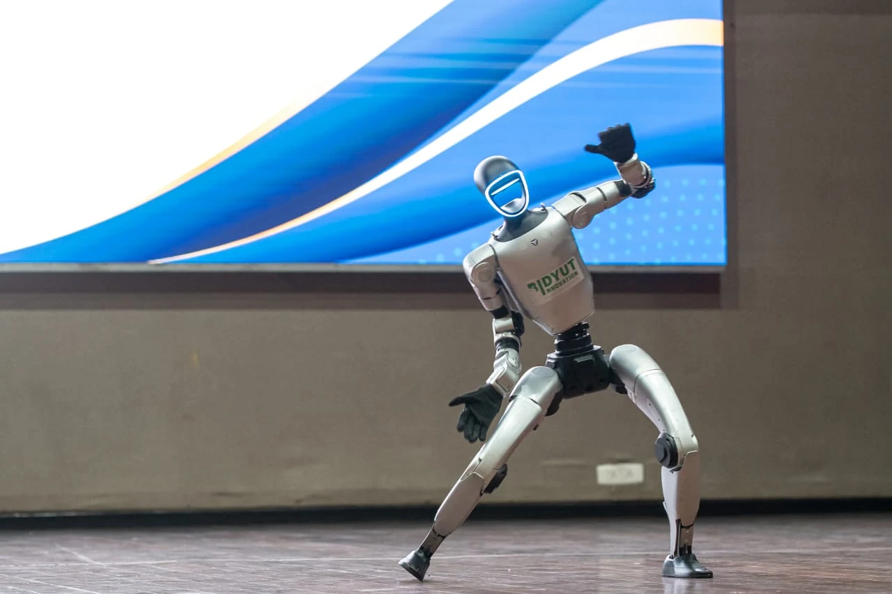 Humanoid robot displayed at an international exhibition